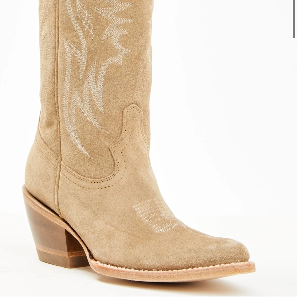 Charmed Tan Suede Cowgirl Boots by Miranda Lambert